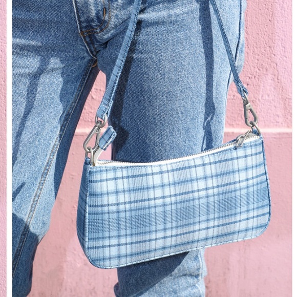 Brandy Melville blue plaid shoulder bag - Picture 2 of 7